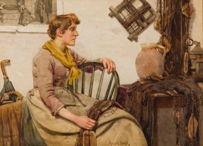 Woman Mending Nets by Ralph Todd